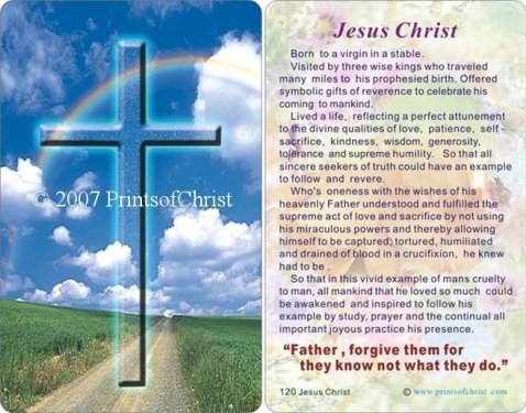 prayer card with cross