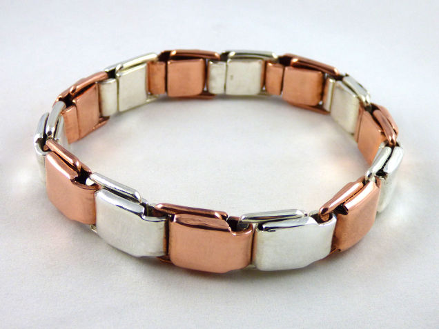 pure silver pure copper spring link bracelet
