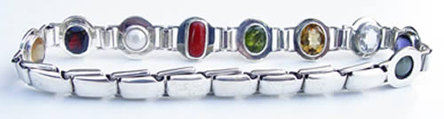 crystal healing bangle silver