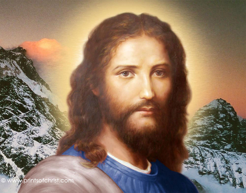 Jesus snowy mountain background