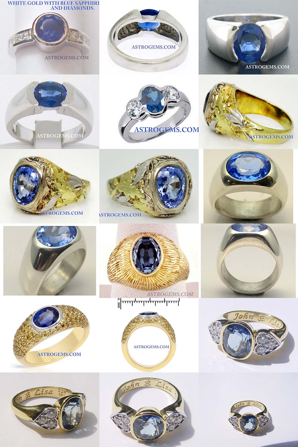 Astrogems makes many kinds of astrological blue sapphire rings and can create custom designs as well.
