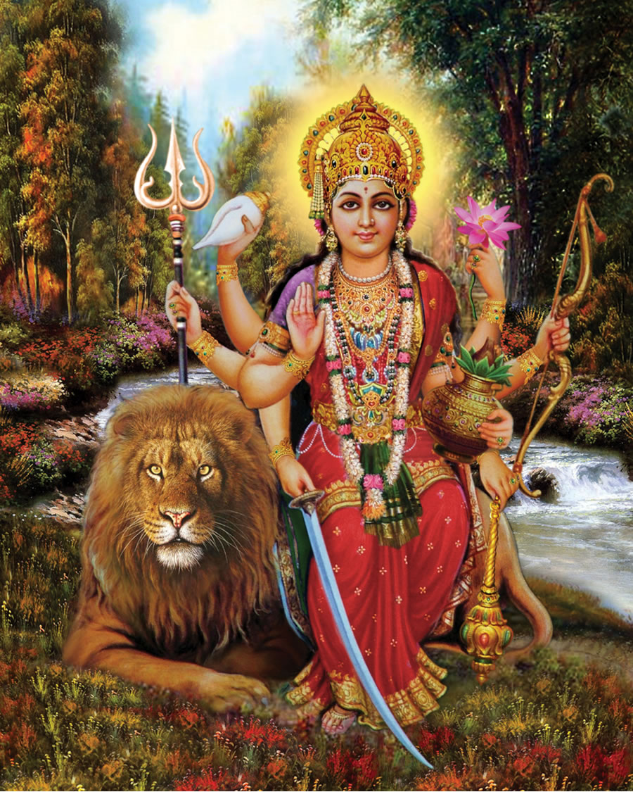 saraswati with lion