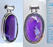 Oval Amethyst pendant for Saturn in silver