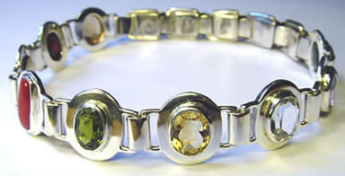 crystal healing bangle silver