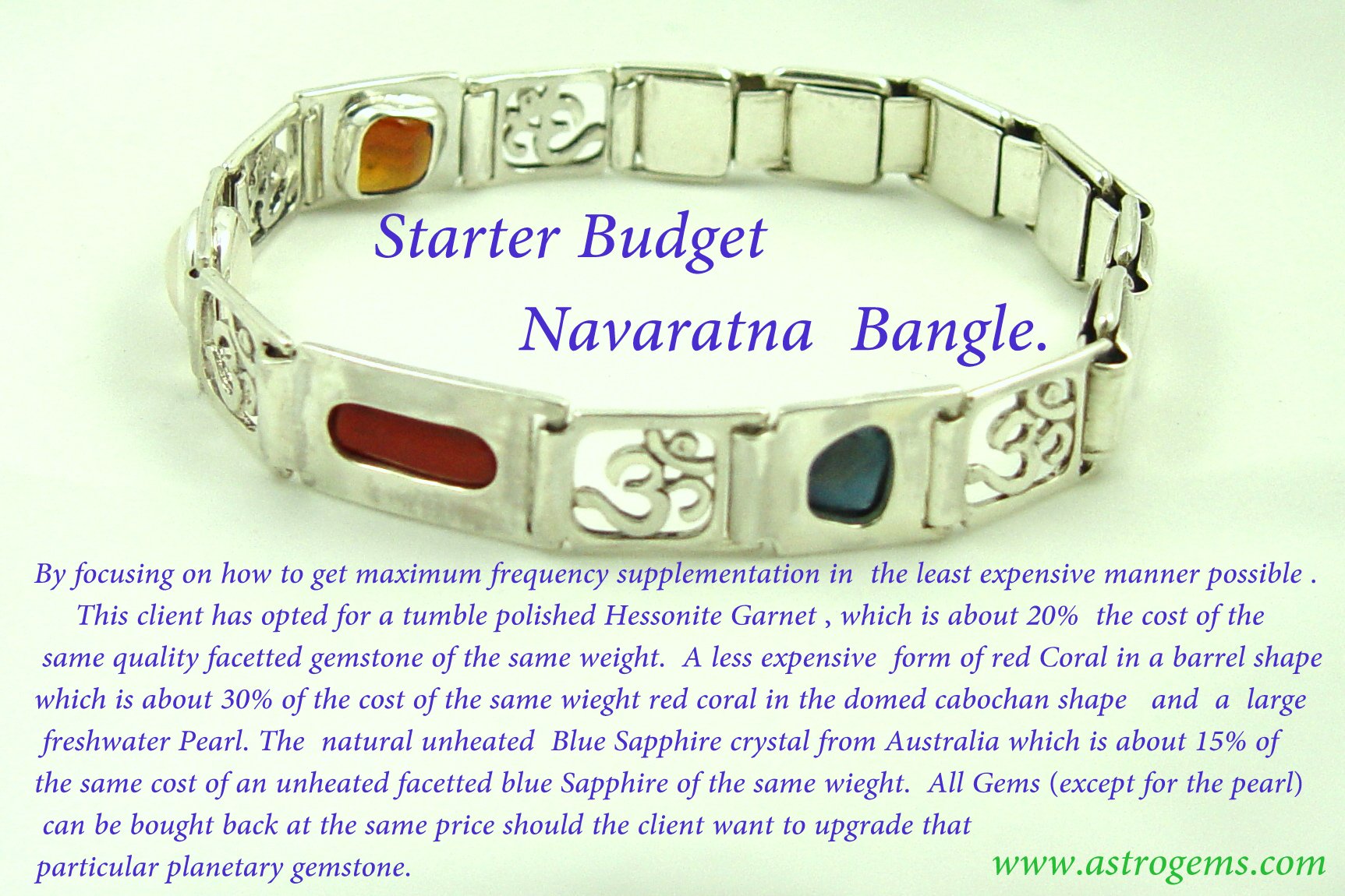 Navratna Bracelet in Pure Silver- Vedic Vaani