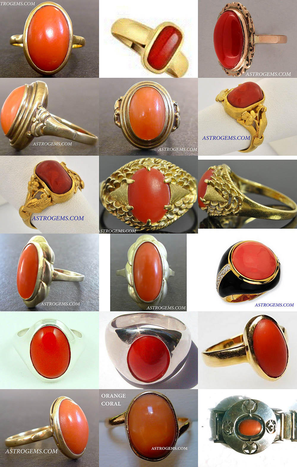 vedic red coral astrological rings