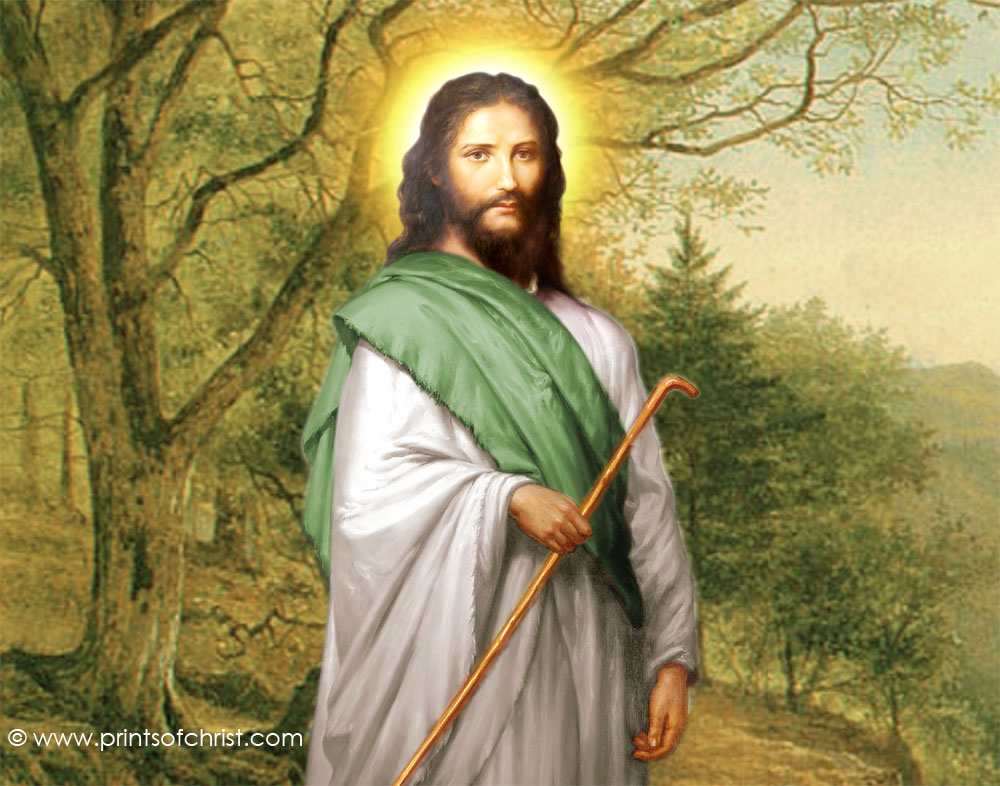 Jesus holding cane image
